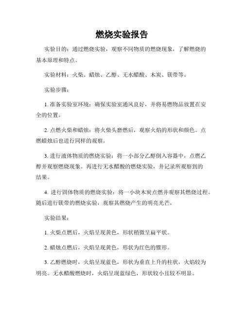 燃烧实验报告