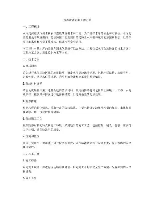 水库防渗防漏工程方案
