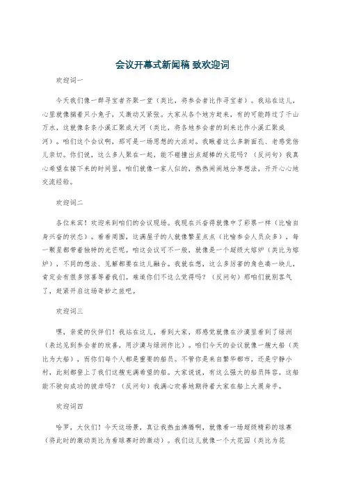 会议开幕式新闻稿 致欢迎词