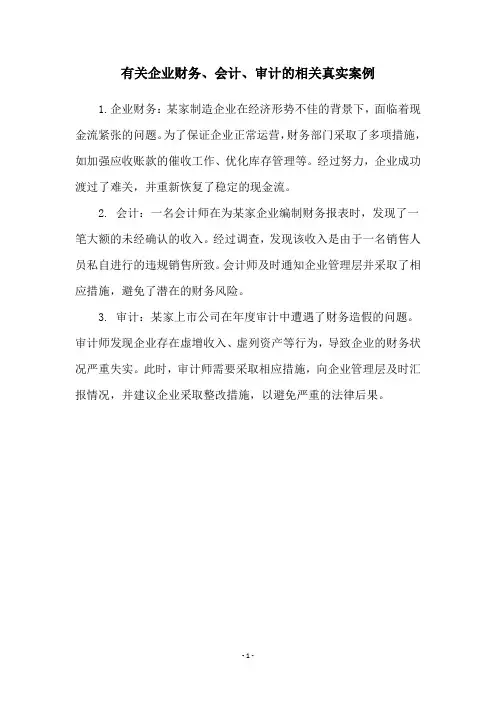 有关企业财务、会计、审计的相关真实案例