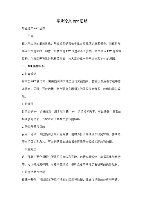 毕业论文ppt思路