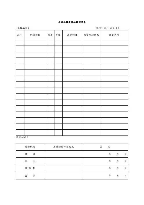 5161(全套)表格模板