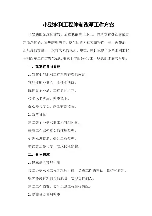小型水利工程体制改革工作方案