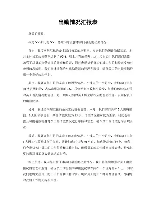 出勤情况汇报表