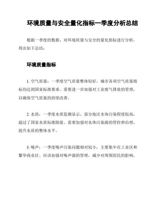 环境质量与安全量化指标一季度分析总结