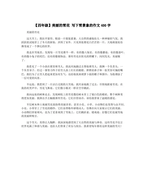 【四年级】美丽的雪花 写下雪景象的作文400字