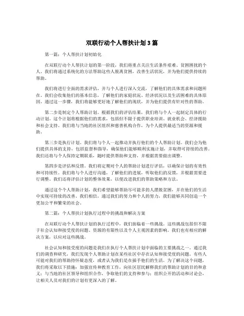 双联行动个人帮扶计划3篇