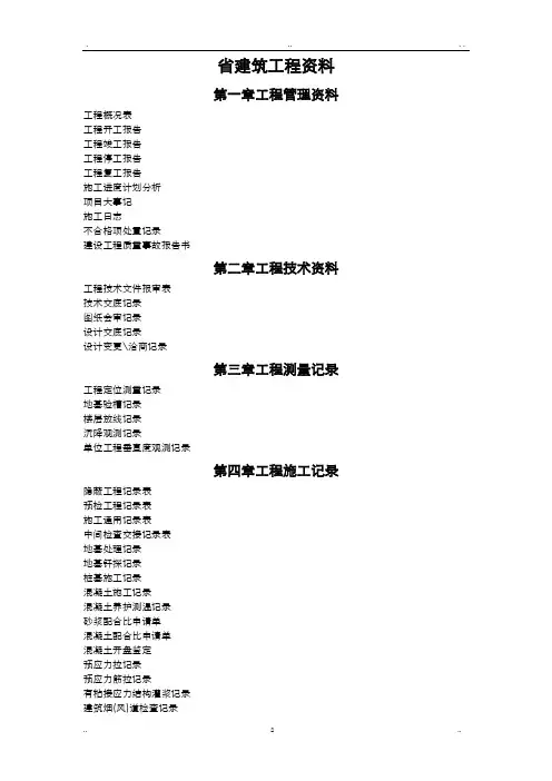 山东省建筑工程资料