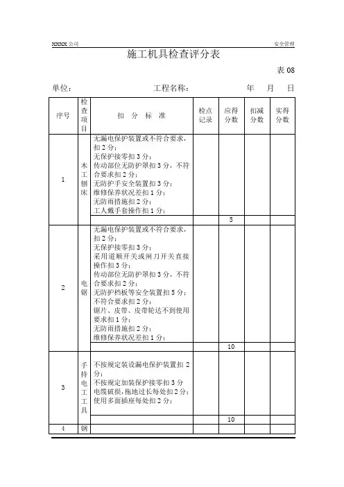 施工机具检查评分表1