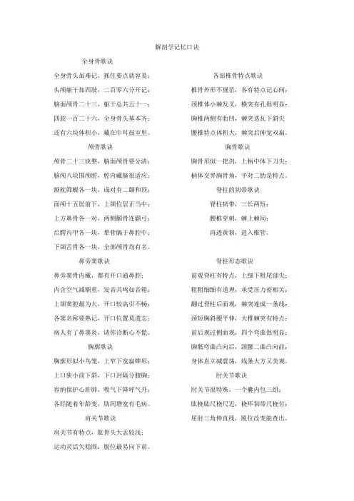 解剖歌诀