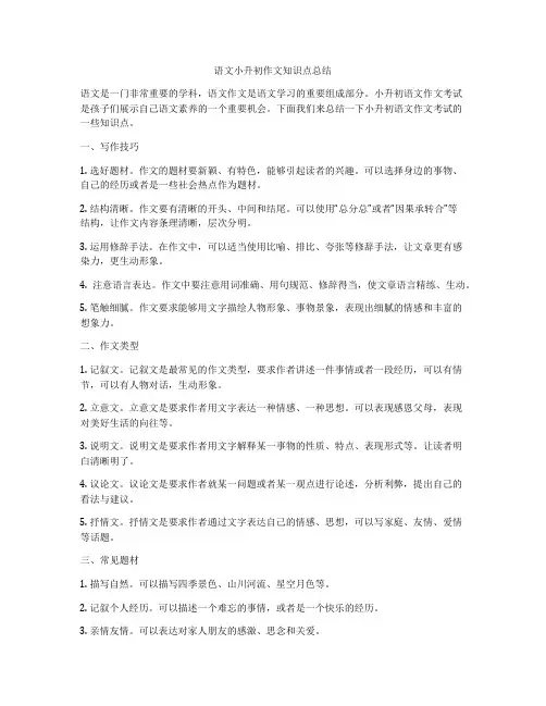 语文小升初作文知识点总结