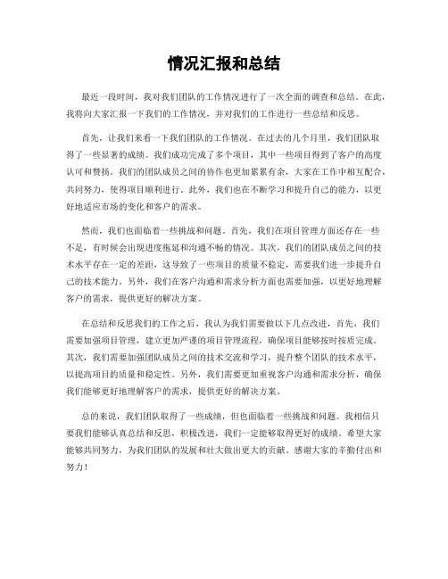 情况汇报和总结