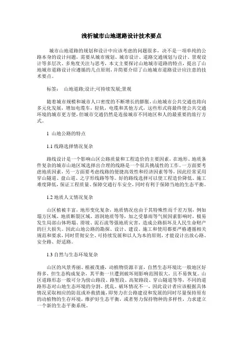 浅析城市山地道路设计技术要点