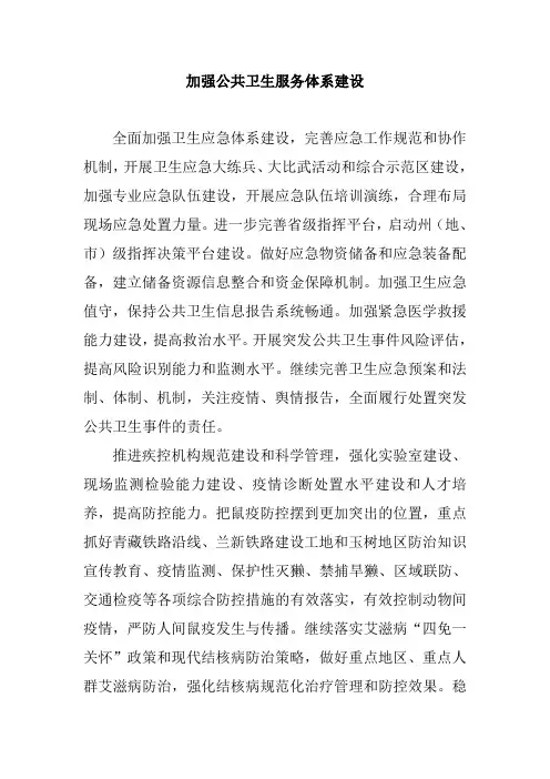 加强公共卫生服务体系建设