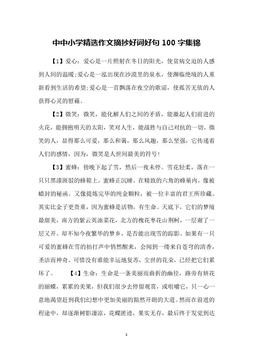 中中小学精选作文摘抄好词好句100字集锦