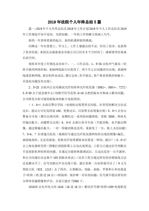 工作总结-2019年法院个人年终总结5篇 精品