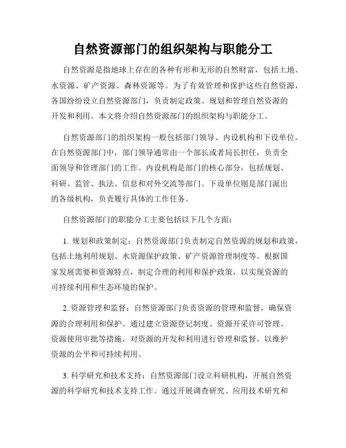 自然资源部门的组织架构与职能分工
