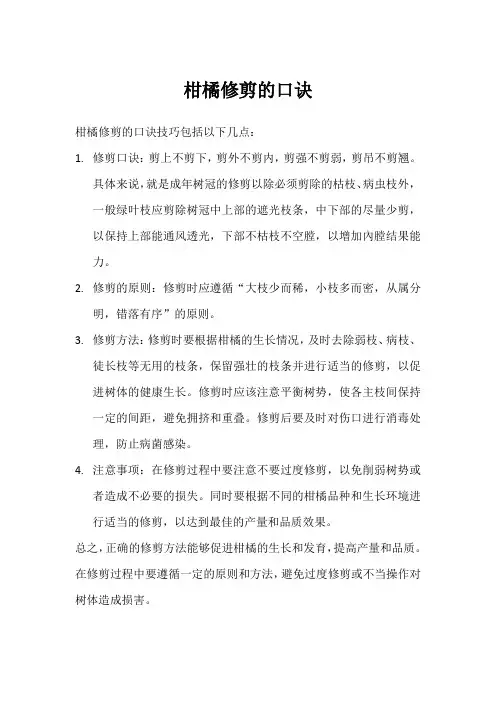 柑橘修剪口诀
