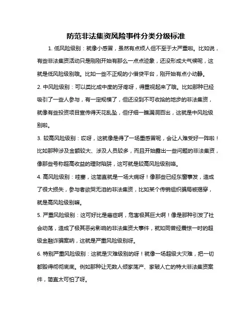 防范非法集资风险事件分类分级标准