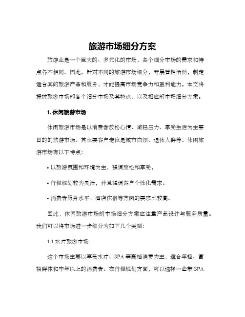 旅游市场细分方案