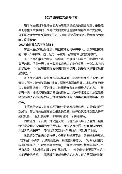 2017山东语文高考作文