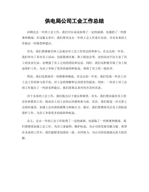 供电局公司工会工作总结