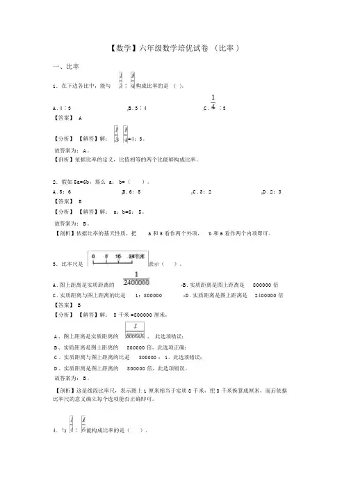 【数学】六年级数学培优试卷(比例)
