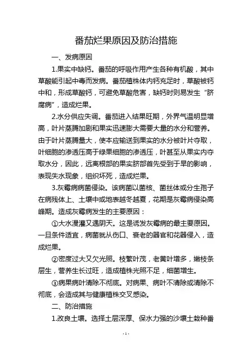 番茄烂果原因及防治措施