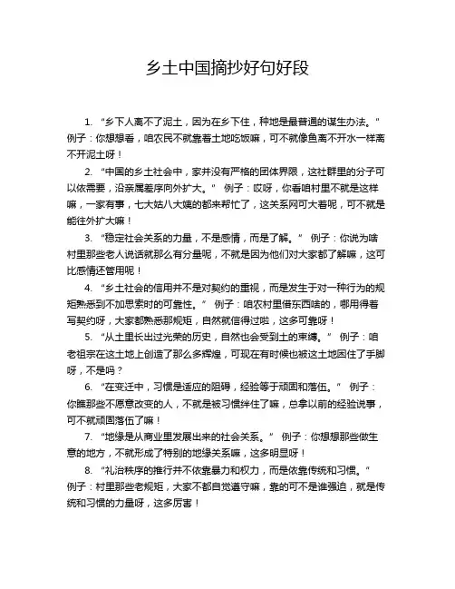 乡土中国摘抄好句好段