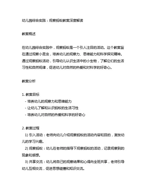 幼儿园综合实践：观察蚂蚁教案深度解读