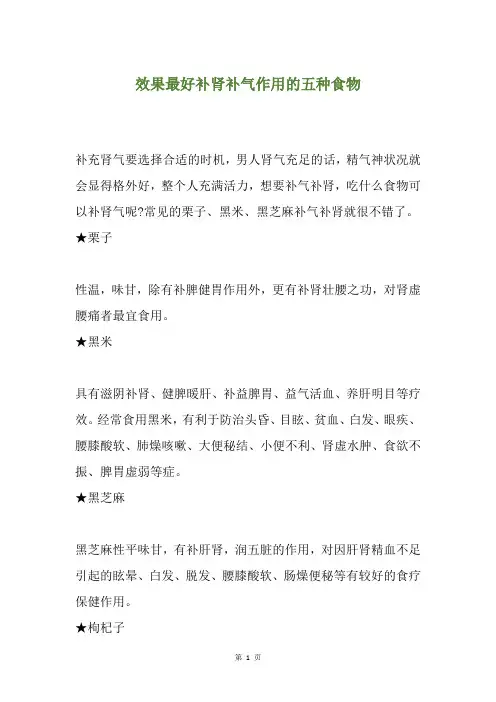 效果最好补肾补气作用的五种食物