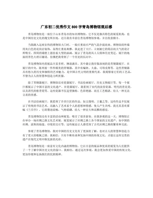 广东初二优秀作文800字青岛博物馆观后感