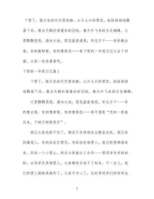 下雪的一年级日记大全十四篇
