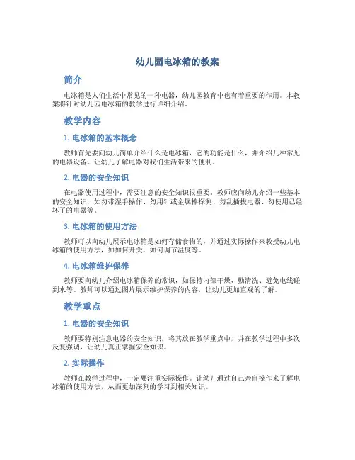 幼儿园电冰箱的教案