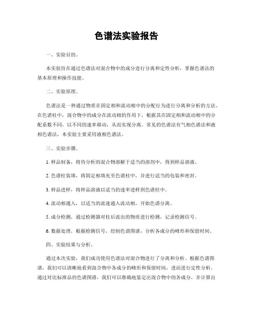 色谱法实验报告