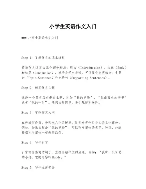 小学生英语作文入门