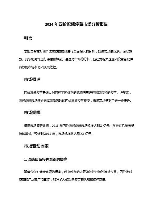 2024年四价流感疫苗市场分析报告