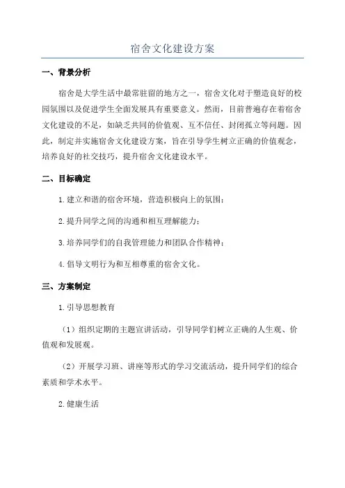 宿舍文化建设方案