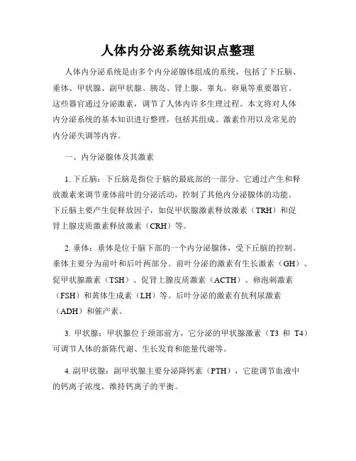 人体内分泌系统知识点整理