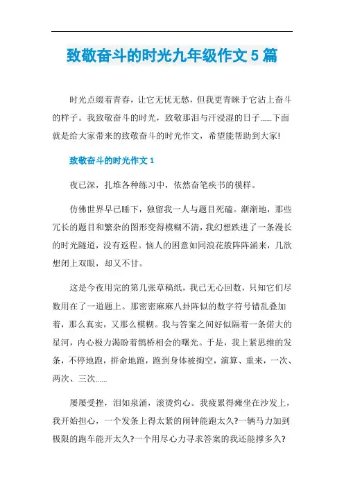 致敬奋斗的时光九年级作文5篇
