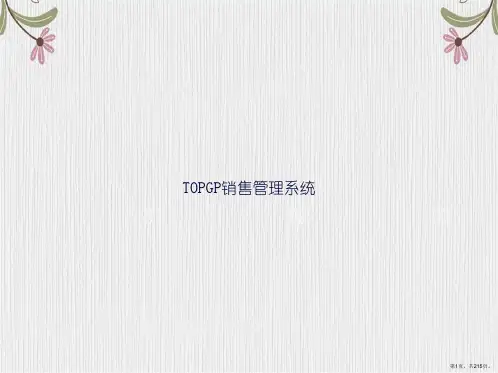 TOPGP销售管理系统讲课文档