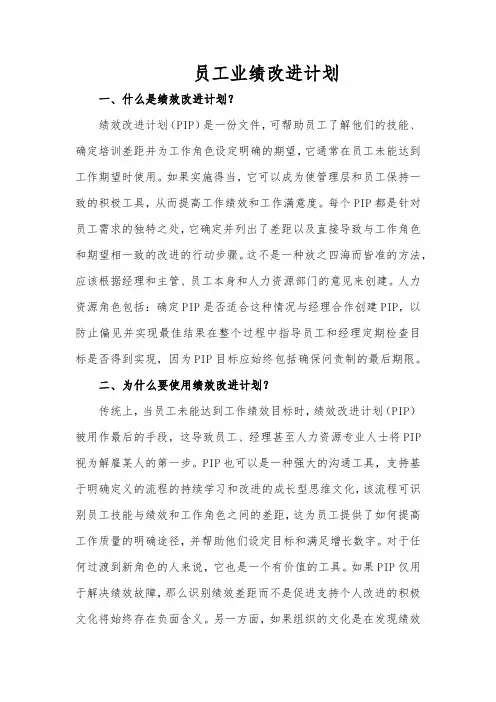 员工业绩改进计划