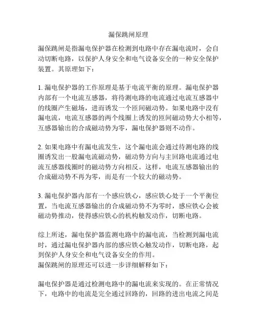 漏保跳闸原理