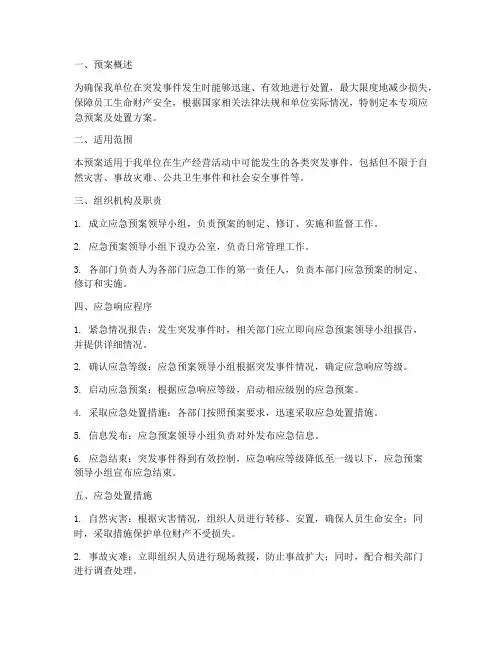 专项应急预案及处置方案