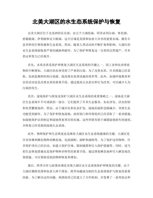 北美大湖区的水生态系统保护与恢复