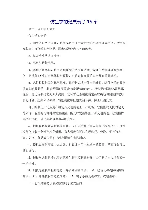仿生学的经典例子15个