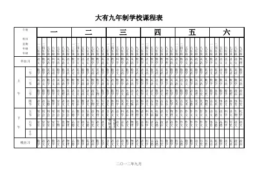 大有九年制学校课程表