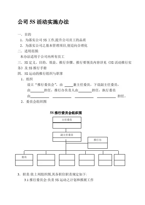 公司5S活动实施办法