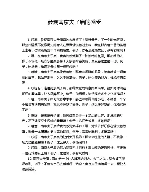 参观南京夫子庙的感受