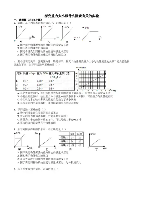 【备战】中考物理专项训练探究重力大小跟什么因素有关的实验(含解析)